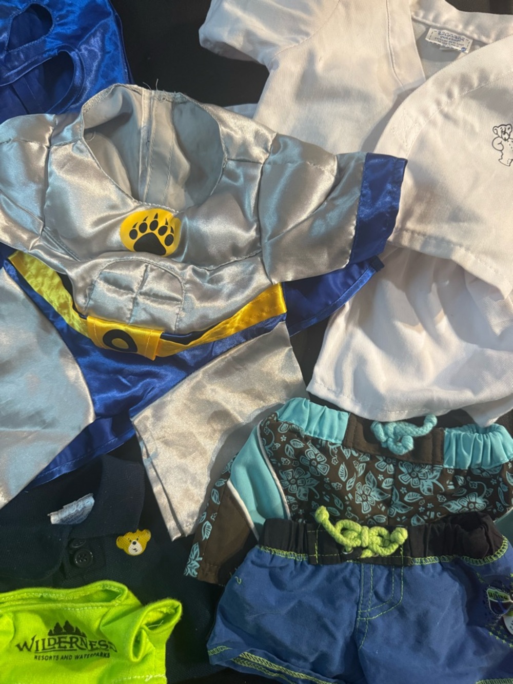 Build-A-Bear Lot includes Silver and Blue Superhero Outfit with Yellow Accent